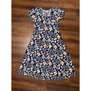 Vintage Pineapple Moon Dress Women's Small 100% Rayon Midi Boho Floral